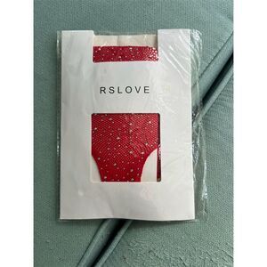 RSLove Women's Red Rhinestone Fishnet Bodysuit One Size